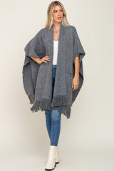 Charcoal Oversized Fringe Shawl Cardigan