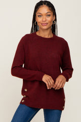 Burgundy Soft Knit Button Detail Sweater