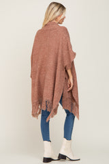 Rust Oversized Fringe Shawl Cardigan