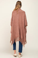 Rust Oversized Fringe Maternity Shawl Cardigan