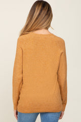 Camel Soft Knit Button Detail Maternity Sweater