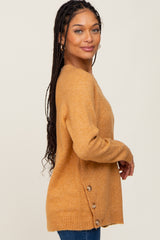 Camel Soft Knit Button Detail Sweater