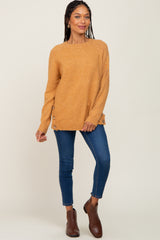 Camel Soft Knit Button Detail Sweater