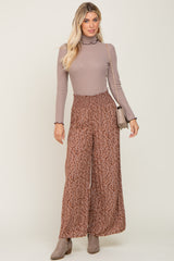 Brown Floral Smocked Wide Leg Pants