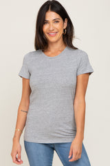 Heather Grey Basic Crew Neck Maternity Tee