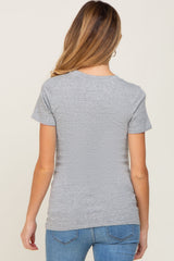 Heather Grey Basic Crew Neck Maternity Tee