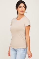 Beige Basic Crew Neck Tee