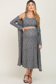 Charcoal 3-Piece Skirt and Cardigan Maternity Set