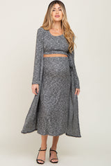 Charcoal 3-Piece Skirt and Cardigan Maternity Set