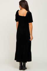 Black Velvet Tiered Maternity Maxi Dress