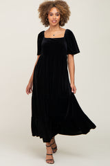 Black Velvet Tiered Maxi Dress