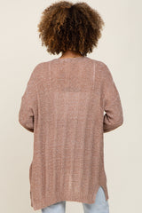 Mocha Open Knit Front Pocket Cardigan