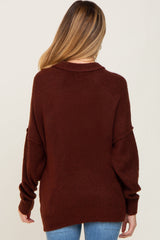 Brown Soft Knit Pullover Maternity Sweater