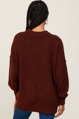 Brown Soft Knit Pullover Sweater