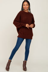 Brown Soft Knit Pullover Sweater