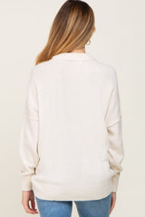 Beige Soft Knit Pullover Maternity Sweater