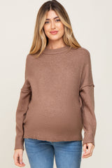 Mocha Soft Knit Pullover Maternity Sweater