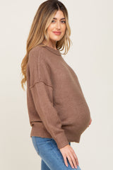 Mocha Soft Knit Pullover Maternity Sweater