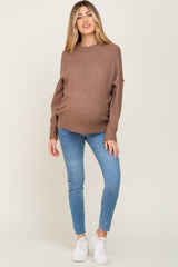 Mocha Soft Knit Pullover Maternity Sweater