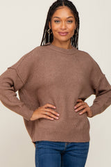 Mocha Soft Knit Pullover Maternity Sweater