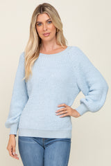 Light Blue Popcorn Knit Raglan Maternity Sweater