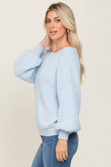 Light Blue Popcorn Knit Raglan Sweater