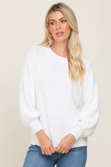 White Popcorn Knit Raglan Maternity Sweater