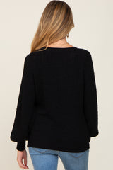 Black Popcorn Knit Raglan Maternity Sweater