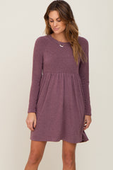 Plum Heathered Long Sleeve Maternity Dress