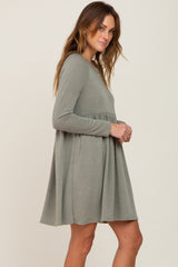 Light Olive Heathered Long Sleeve Dress