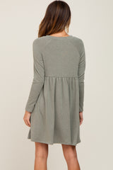 Light Olive Heathered Long Sleeve Dress