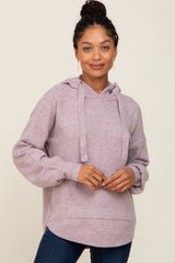 Lavender Soft Knit Front Pocket Maternity Hoodie