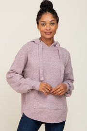 Lavender Soft Knit Front Pocket Hoodie