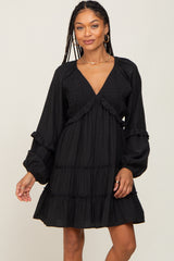 Black Tiered Ruffle Accent Dress