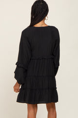 Black Tiered Ruffle Accent Dress