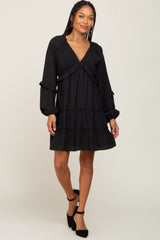 Black Tiered Ruffle Accent Dress