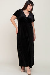 Black Velvet Plus Maternity Wrap Maxi Dress