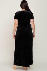 Black Velvet Plus Wrap Maxi Dress