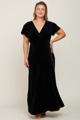 Black Velvet Plus Maternity Wrap Maxi Dress