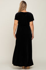 Black Velvet Plus Maternity Wrap Maxi Dress