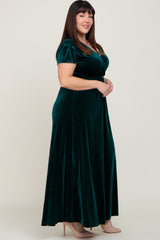 Hunter Green Velvet Plus Wrap Maxi Dress