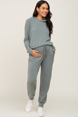 Olive Hoodie and Jogger Maternity Set