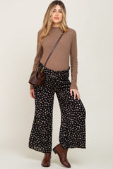 Black Floral Wide Leg Maternity Pants