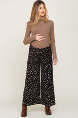 Black Floral Wide Leg Maternity Pants