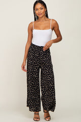 Black Floral Wide Leg Maternity Pants