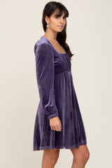 Purple Velvet Ruched Top Dress