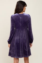 Purple Velvet Ruched Top Dress