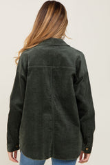 Olive Corduroy Raw Hem Maternity Shacket