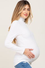 Ivory Long Sleeve Ribbed Turtleneck Maternity Top