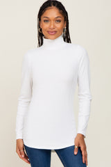 Ivory Long Sleeve Ribbed Turtleneck Maternity Top